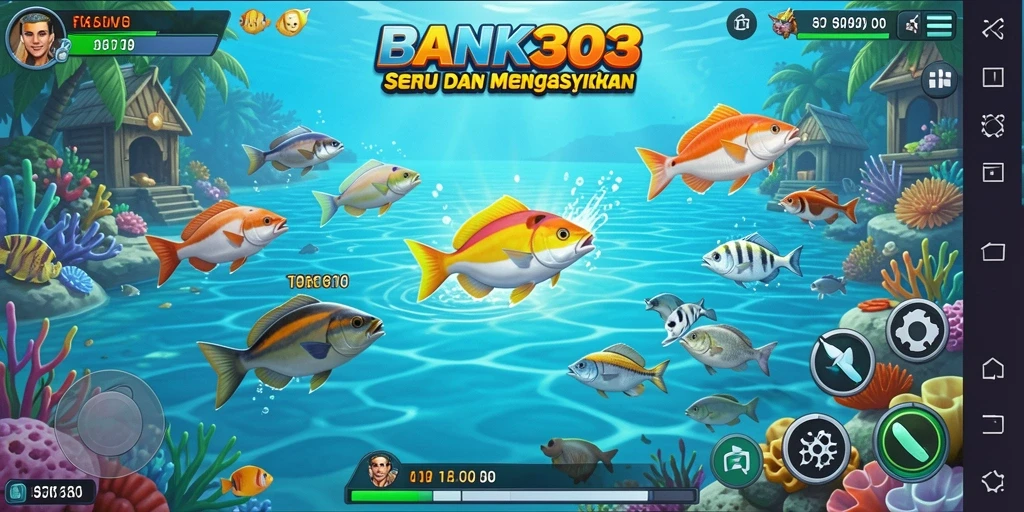 Tampilan gameplay seru BANK303 saat menembak ikan.
