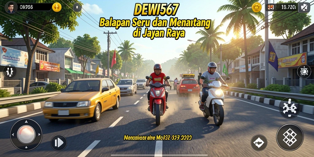 Tampilan gameplay seru di DEWI567 dengan balapan penuh aksi.