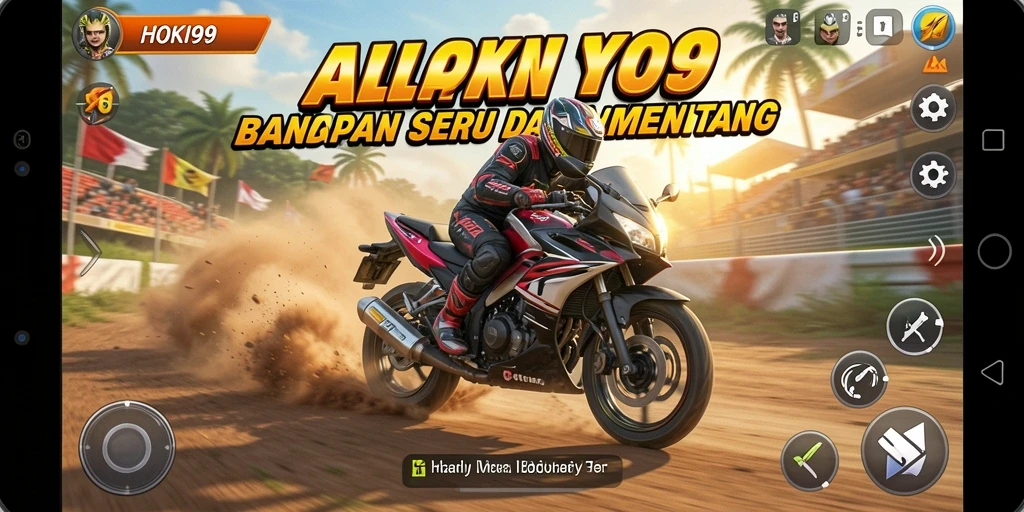 Gameplay HOKI99 menampilkan aksi balap motor yang intens dan seru.