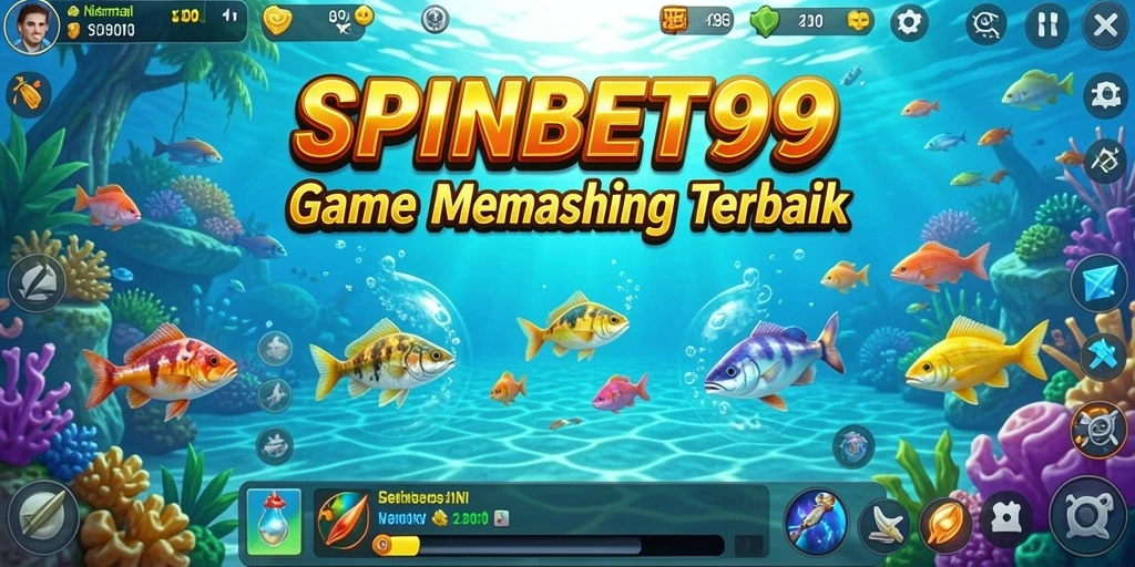 Tampilan gameplay SPINBET99 dengan berbagai ikan yang menunggu untuk ditangkap.